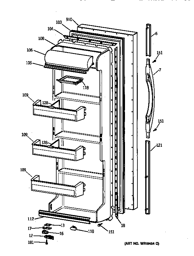Kenmore 36358062891 fresh food door diagram