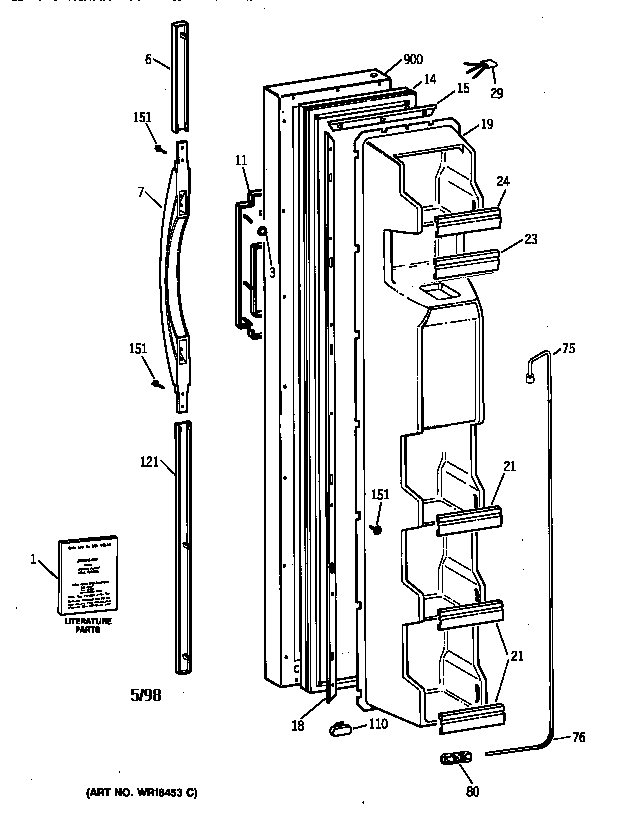 Kenmore 36358067891 freezer door diagram