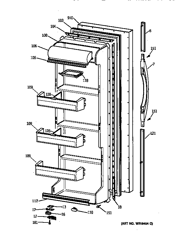 Kenmore 36358067891 fresh food door diagram