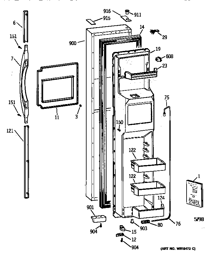 Kenmore 36358897891 freezer door diagram