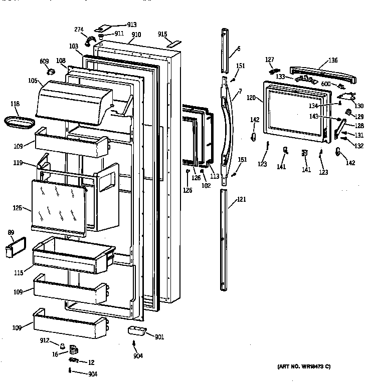 Kenmore 36358897891 fresh food door diagram