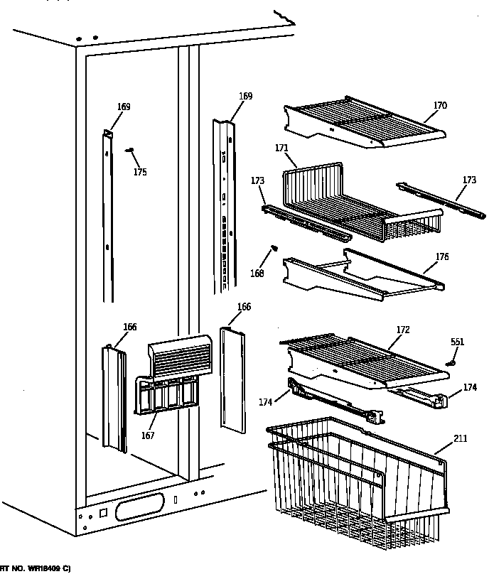 Kenmore 36358897891 freezer shelves diagram
