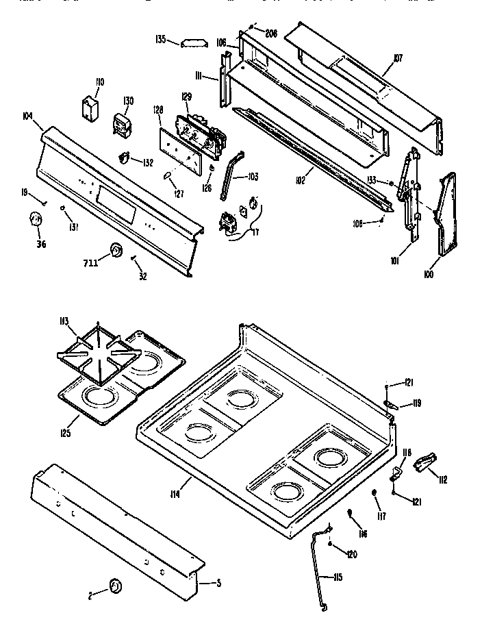 Kenmore 3627333891 main top section diagram