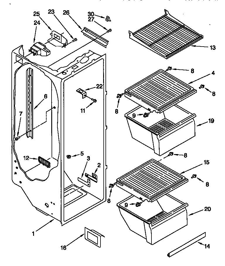 Kenmore 10647022790 refrigerator liner diagram