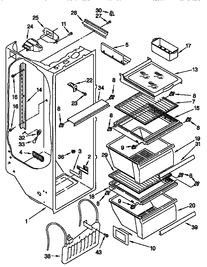 Kenmore 10658567890 refrigerator liner diagram