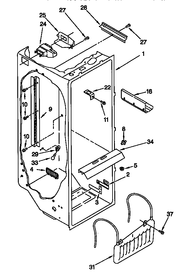 Whirlpool GD27DQXFN01 refrigerator liner diagram