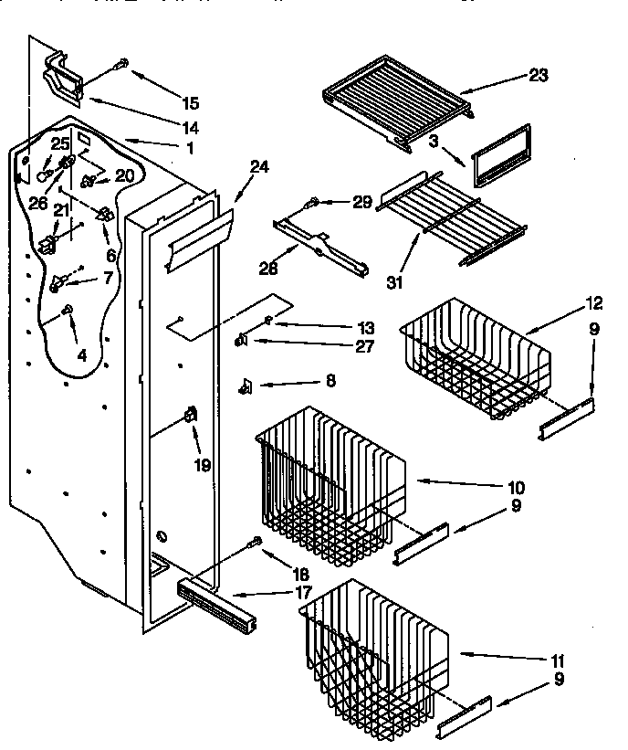 Whirlpool GD27DQXFN01 freezer liner diagram