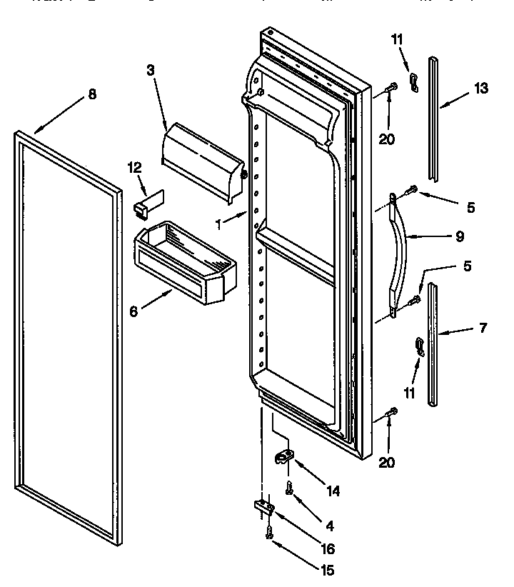 Whirlpool GD27DQXFN01 refrigerator door diagram