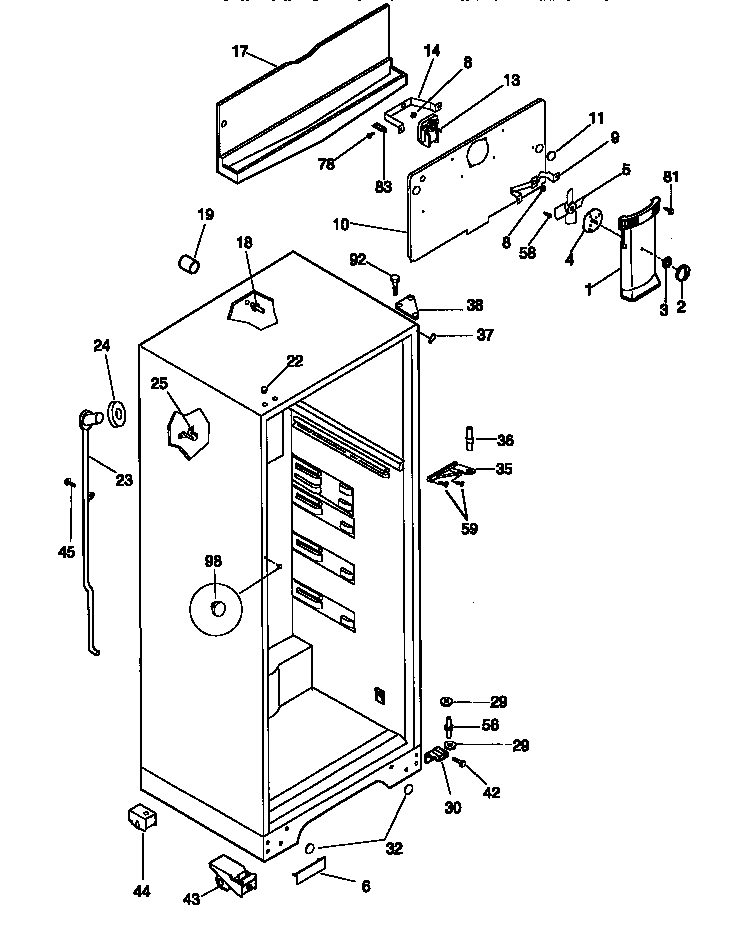 Kenmore 25338304892 cabinet parts diagram