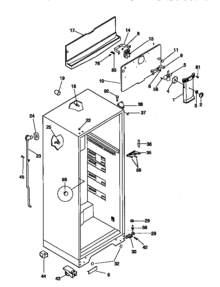 Kenmore 25338307892 cabinet parts diagram