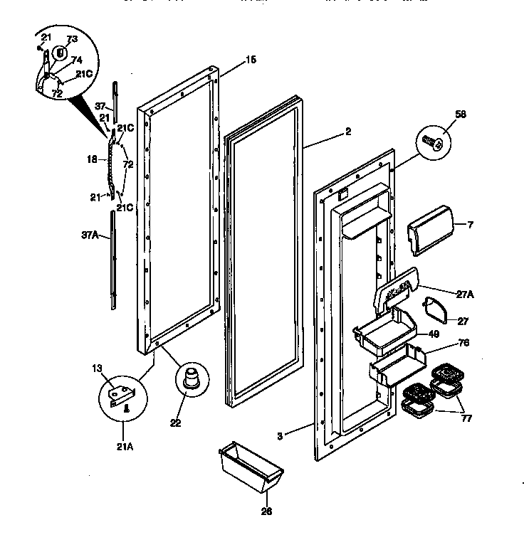 Kenmore 25358685890 fresh food door diagram