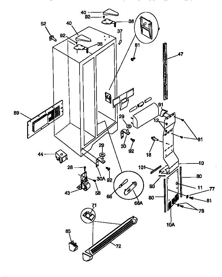 Kenmore 25358685890 cabinet parts diagram
