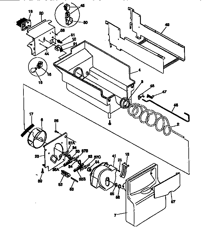 Kenmore 25358685890 ice bucket/auger diagram
