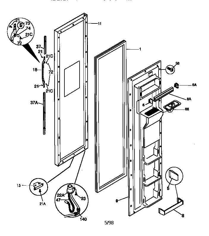 Kenmore 25358087890 freezer door diagram