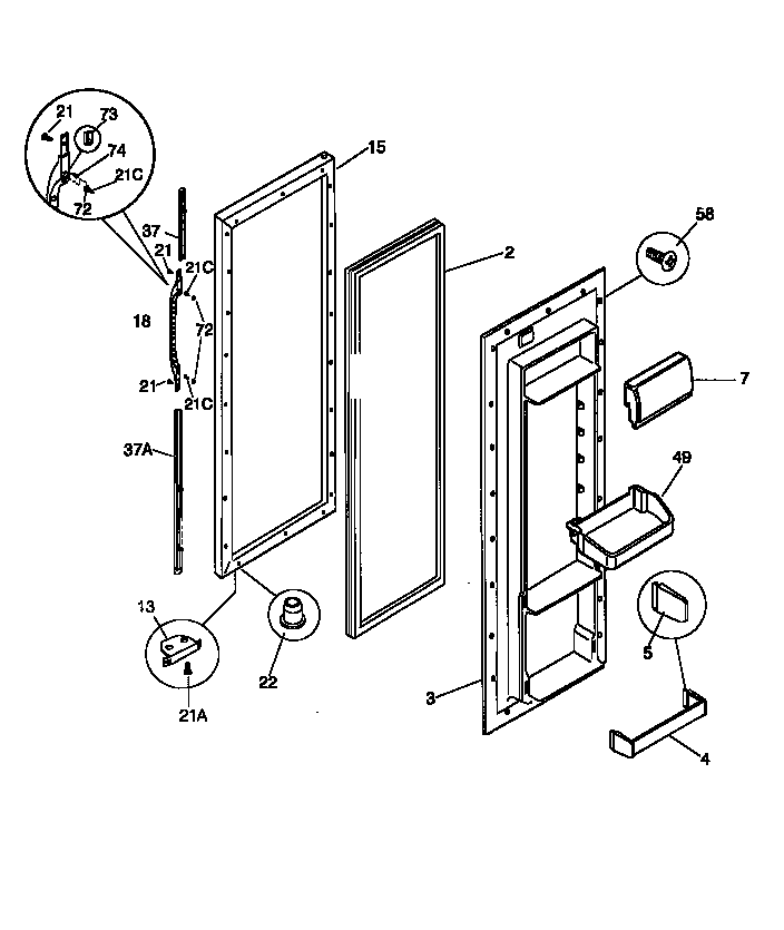 Kenmore 25358087890 fresh food door diagram