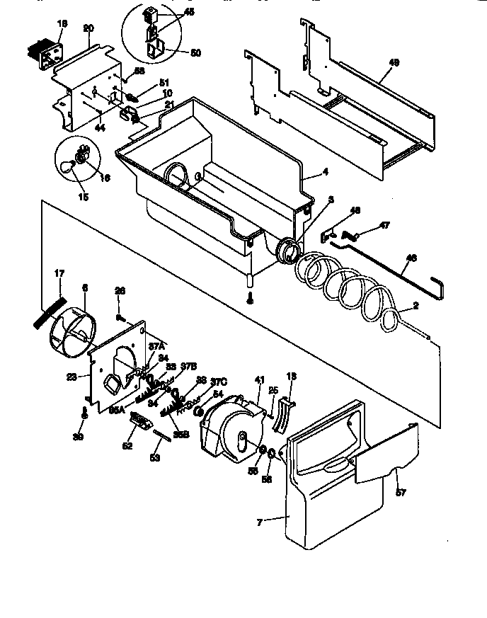 Kenmore 25358087890 ice bucket/auger diagram