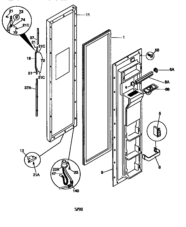 Kenmore 25358689890 freezer door diagram