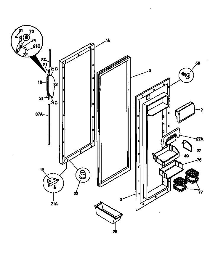 Kenmore 25358689890 fresh food door diagram