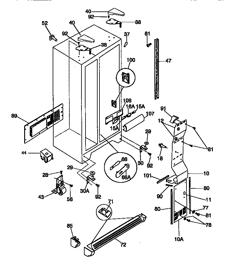 Kenmore 25358689890 cabinet parts diagram