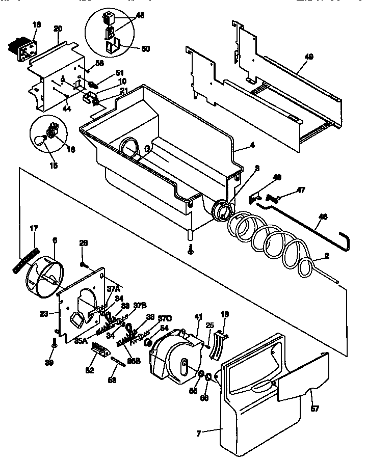Kenmore 25358689890 ice bucket/auger diagram