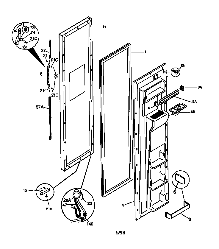Kenmore 25358082890 freezer door diagram