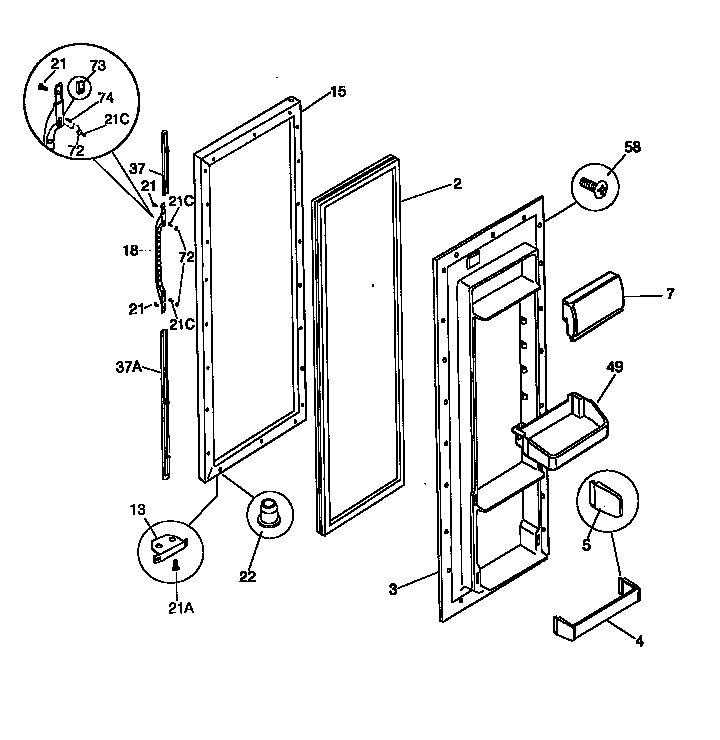 Kenmore 25358082890 fresh food door diagram
