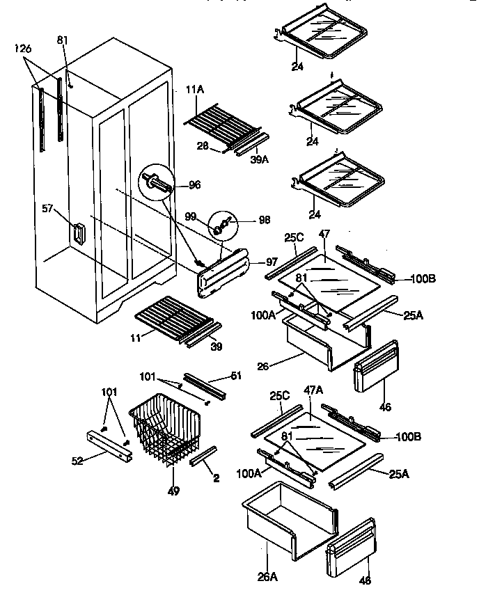 Kenmore 25358082890 shelves and accessories diagram