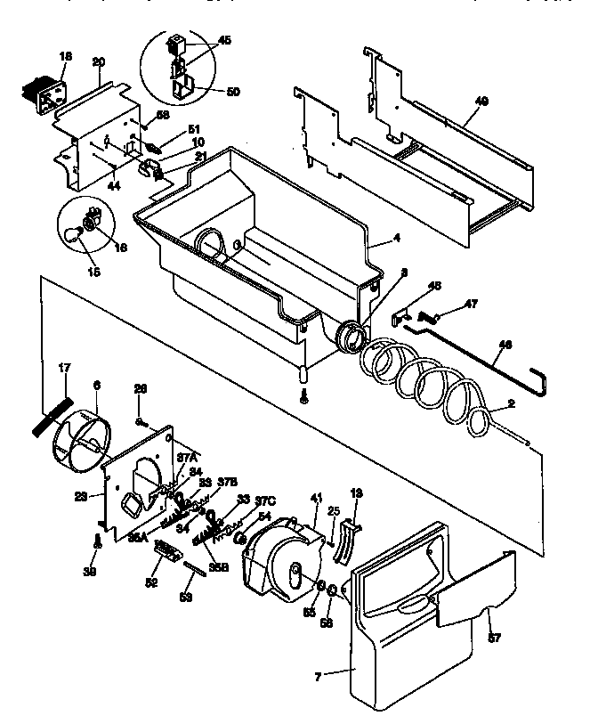 Kenmore 25358082890 ice bucket/auger diagram