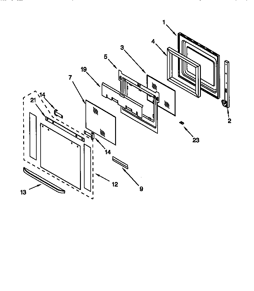 KitchenAid KEBS208DBS6 oven door diagram
