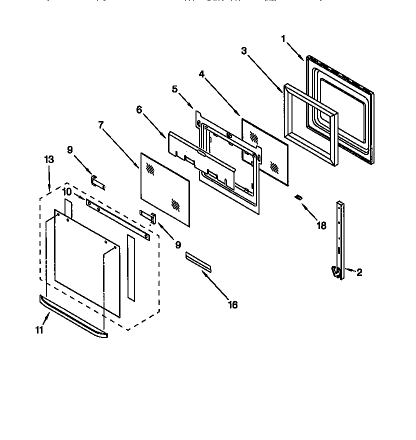 KitchenAid KEBS177DAL6 oven door diagram
