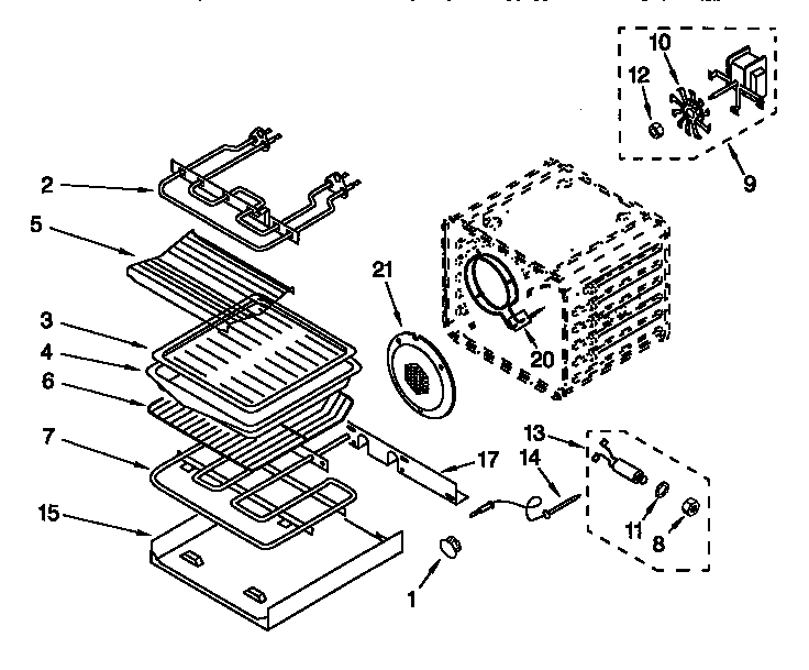 KitchenAid KEBS278DBL6 internal oven diagram