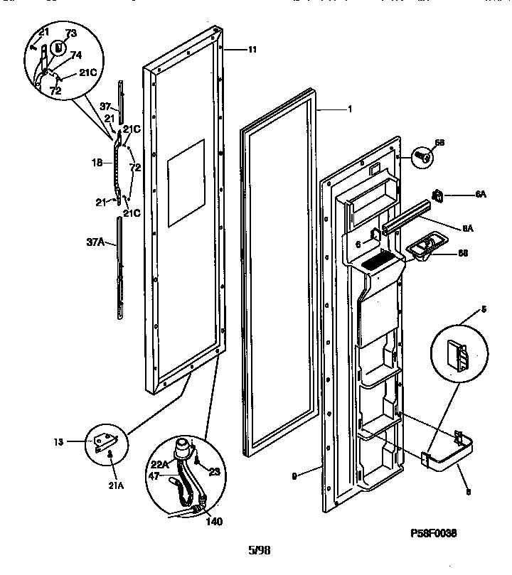 Kenmore 25358672890 freezer door diagram