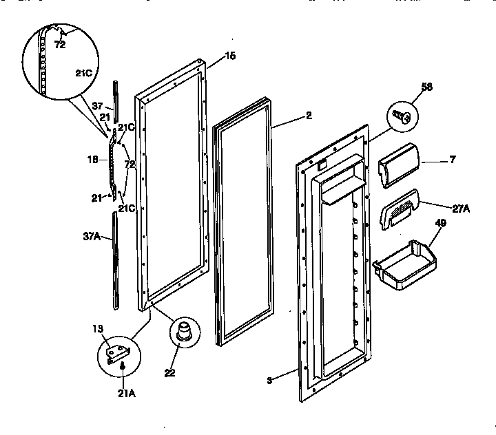 Kenmore 25358672890 refregerator door diagram