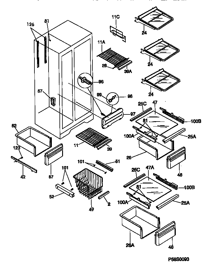 Kenmore 25358672890 shelves and accessories diagram