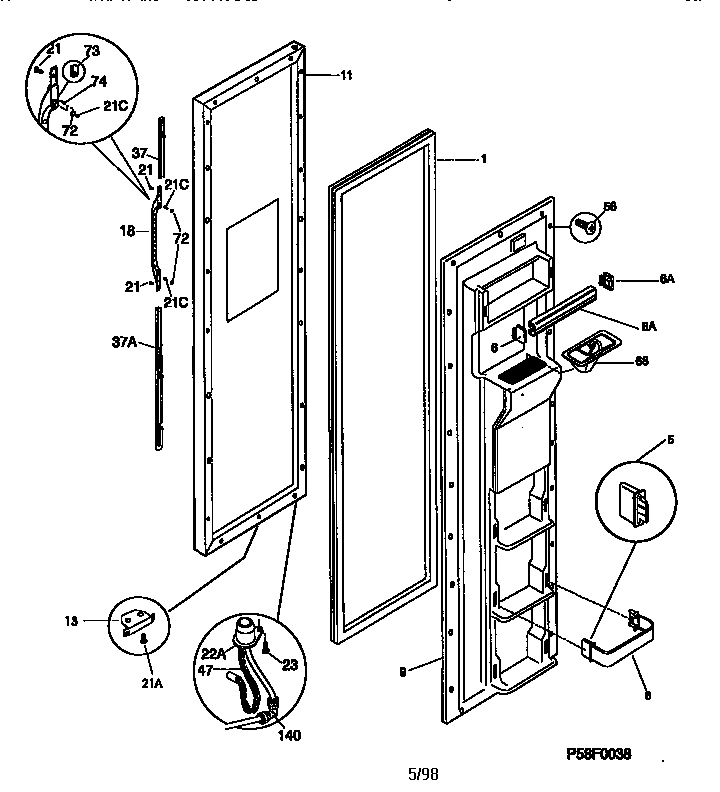 Kenmore 25358677890 freezer door diagram