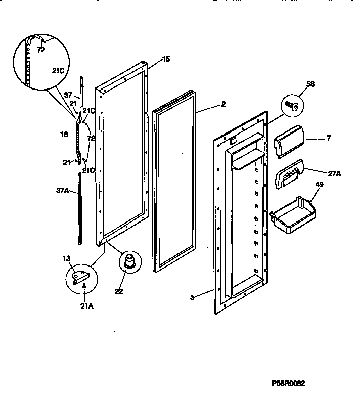 Kenmore 25358677890 fresh food door diagram