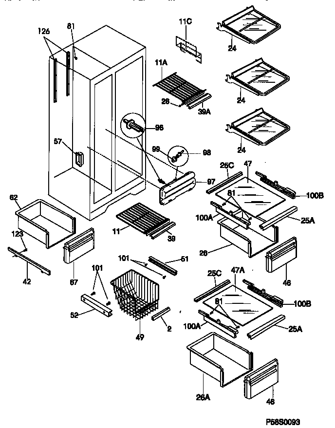 Kenmore 25358677890 shelves and accessories diagram