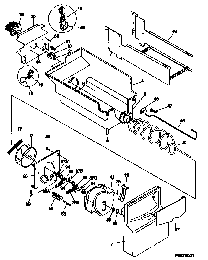 Kenmore 25358677890 ice bucket/auger diagram