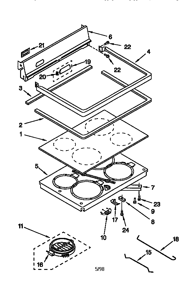 Whirlpool GGP84800 cooktop diagram