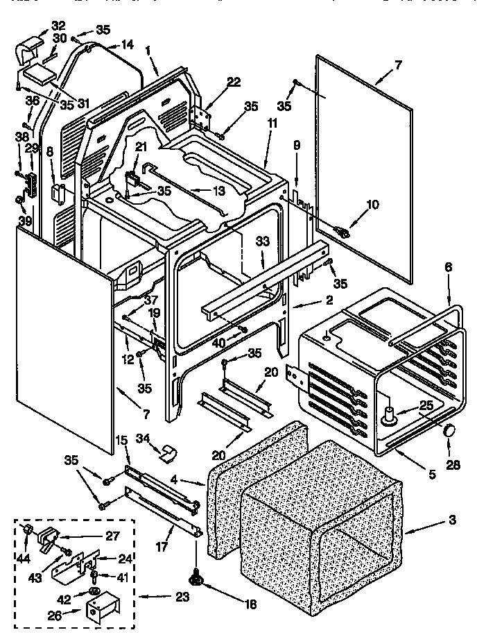 Whirlpool GGP84800 oven chassis diagram