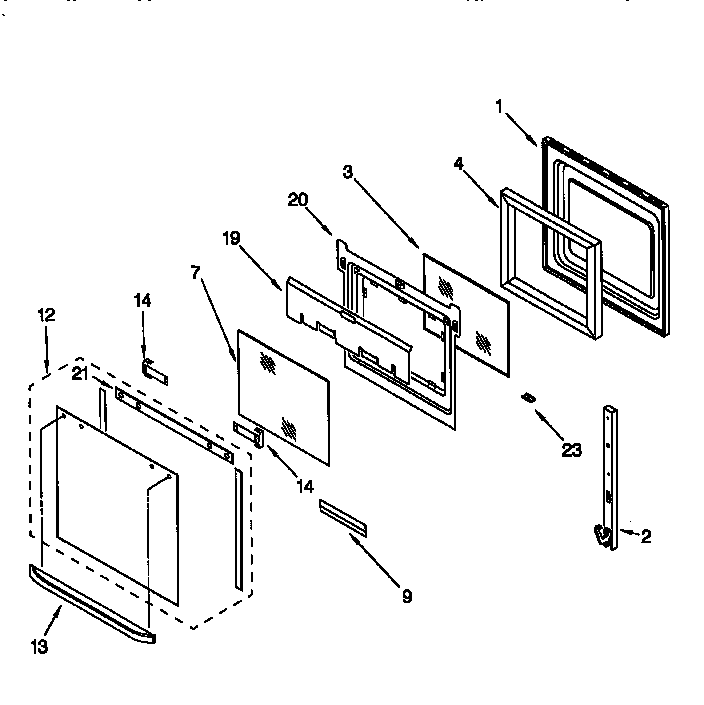 Whirlpool RBS245PDQ6 oven door diagram