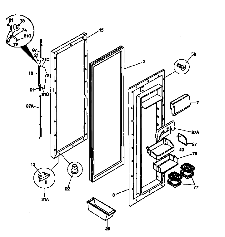 Kenmore 25358687890 fresh food door diagram