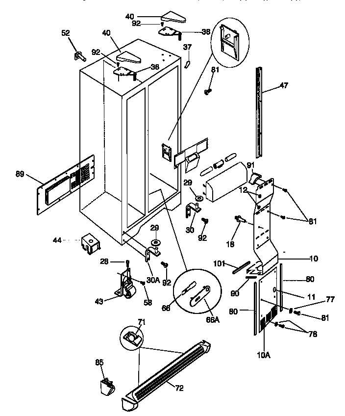 Kenmore 25358687890 cabinet parts diagram