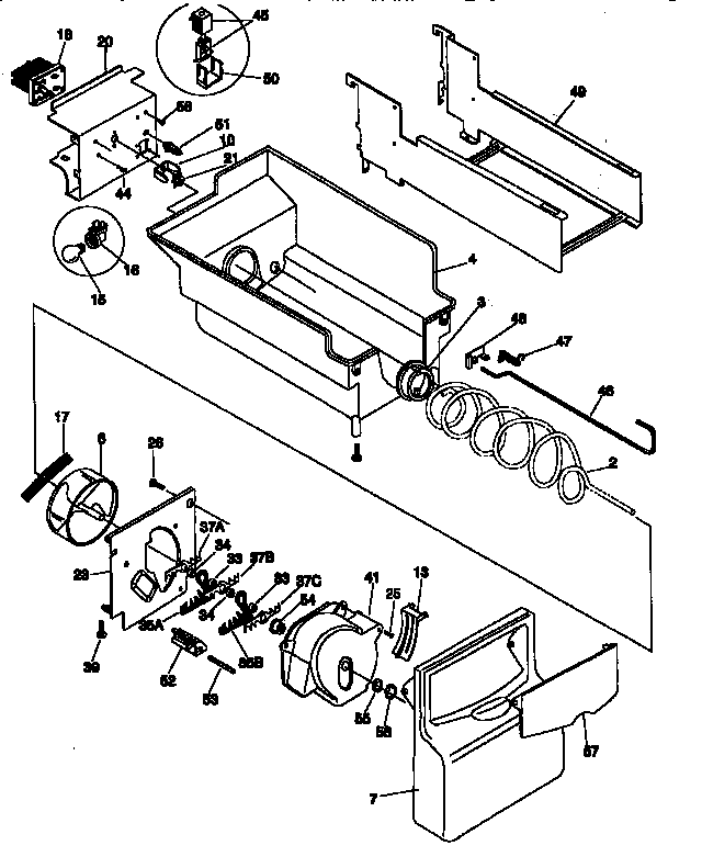 Kenmore 25358687890 ice bucket/auger diagram