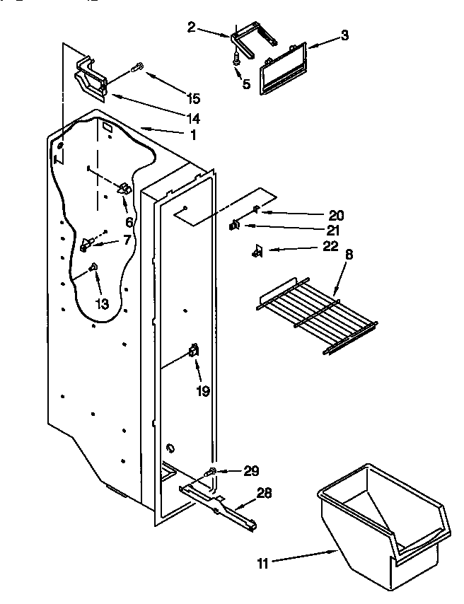 Kenmore 10656071791 freezer liner diagram
