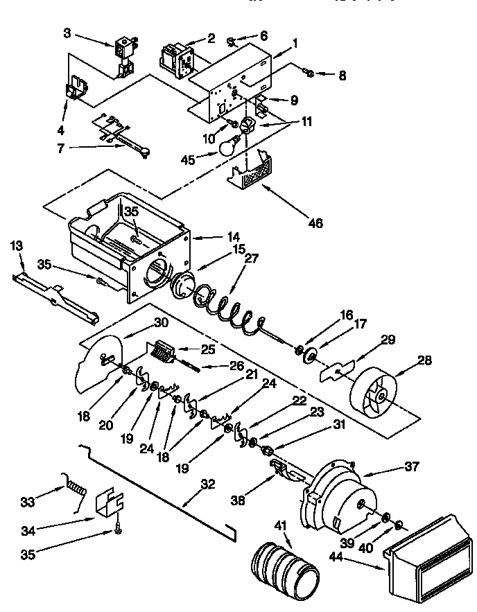 Kenmore 10656071791 motor and ice container diagram