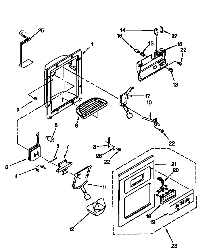 Kenmore 10656071791 dispenser front diagram