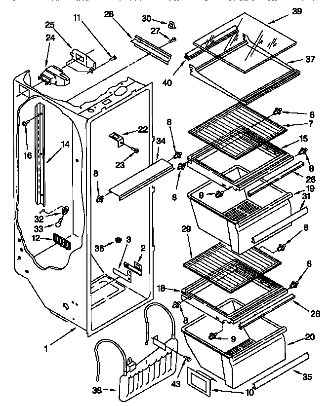 Kenmore 10657532791 refrigerator liner diagram