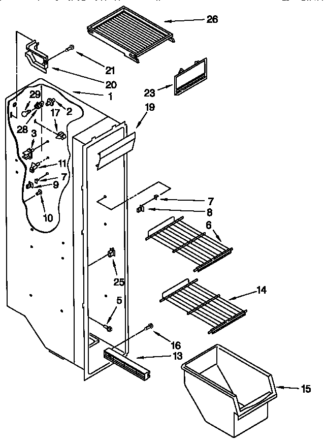 Kenmore 10657532791 freezer liner diagram