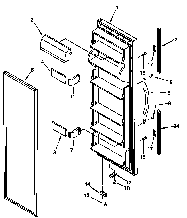 Kenmore 10657532791 refrigerator door diagram